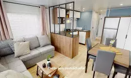 Salon d'un hébergement au camping Siblu Les Embruns